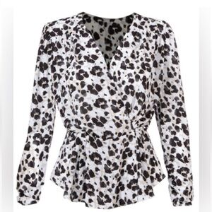 Cabi The Tastemaker Rosette Blouse in Leopard Print 5898 Medium